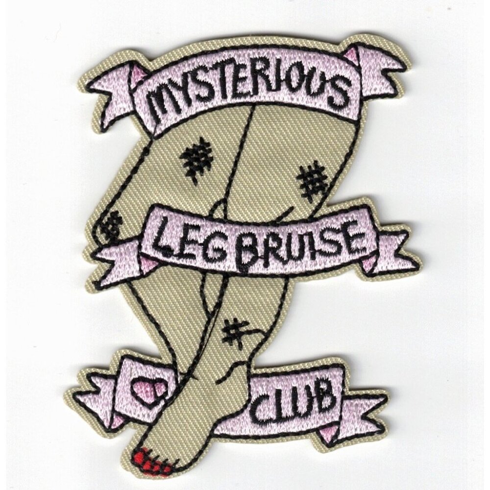 Mysterious Leg Bruise Club 3.5x2.5in Embroidered Iron-on Patch - Picture 1 of 2